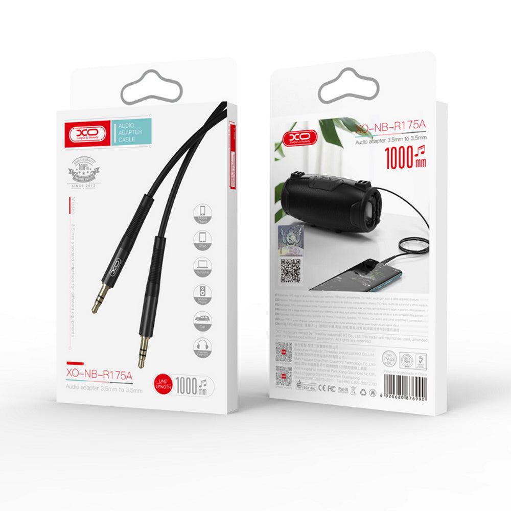 Audio kabel 3.5mm - 3.5mm XO Design NB-R175B, 2m, Sort