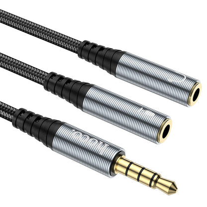 Audioadapter 3,5 mm - 2 x 3,5 mm HOCO UPA21-2, 0,25 m, Sort