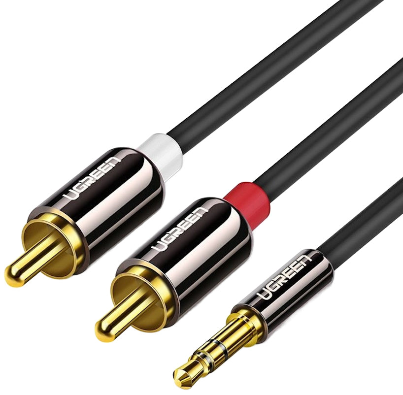 Audio kabel 3.5mm - 2 x RCA UGREEN AV116, 1.5m, Sort