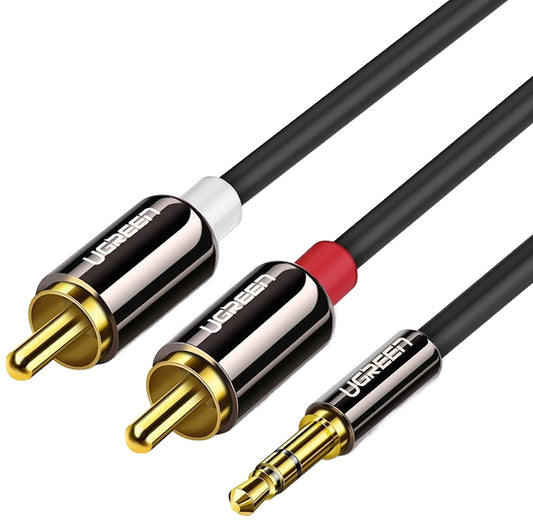 Audio kabel 3.5mm - 2 x RCA UGREEN AV116, 1.5m, Sort