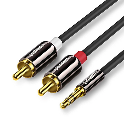 Audio kabel 3.5mm - 2 x RCA UGREEN AV116, 1m, Sort