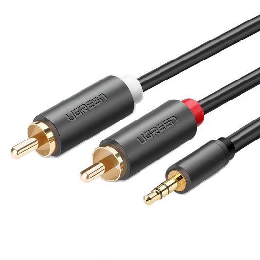 Audio kabel 3.5mm - 2 x RCA UGREEN AV102, 1.5m, Grå