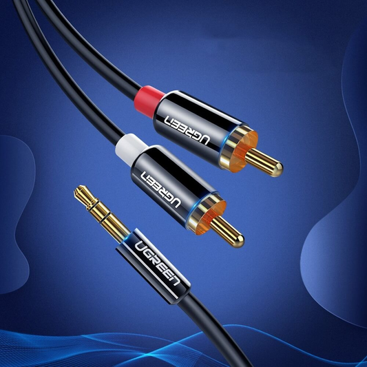 Audio kabel 3.5mm - 2 x RCA UGREEN AV116, 1.5m, Sort