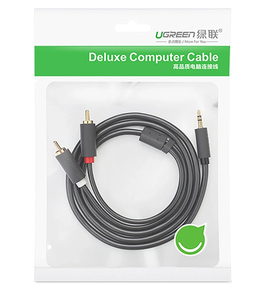 Audio kabel 3.5mm - 2 x RCA UGREEN AV102, 2m, Sort