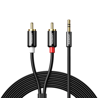 Audio kabel 3.5mm - 2 x RCA UGREEN AV116, 1m, Sort