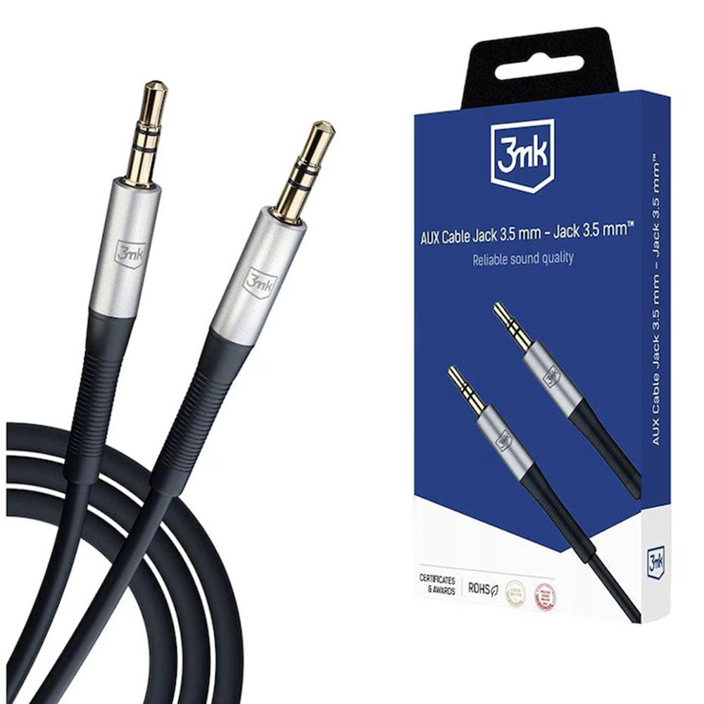 3,5 mm lydkabel - 3,5 mm 3MK, 1 m, sort