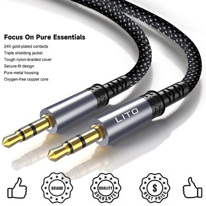 Audio kabel 3.5mm - 3.5mm Lito LA01D, 1m, Sort