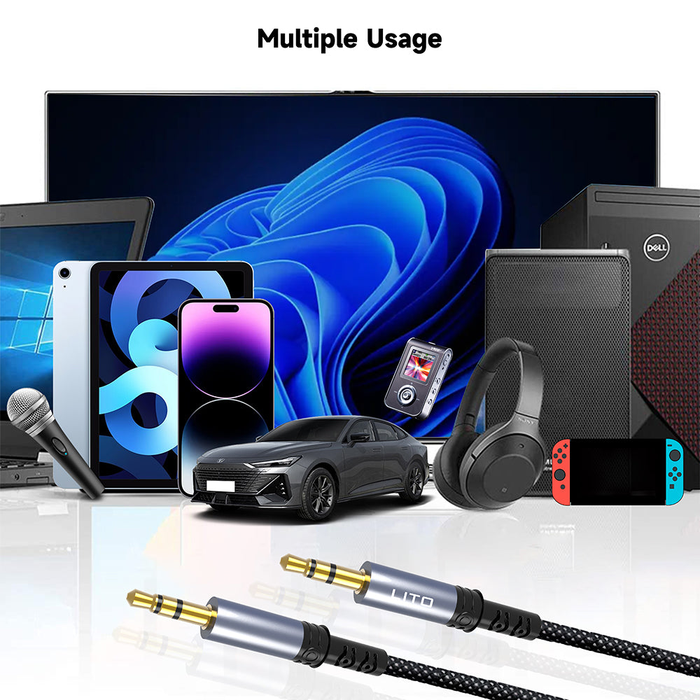 Audio kabel 3.5mm - 3.5mm Lito LA01D, 1m, Sort