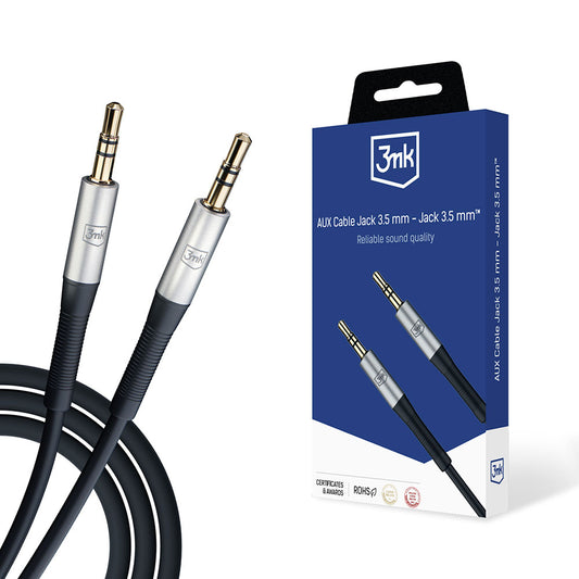 3,5 mm lydkabel - 3,5 mm 3MK, 1 m, sort