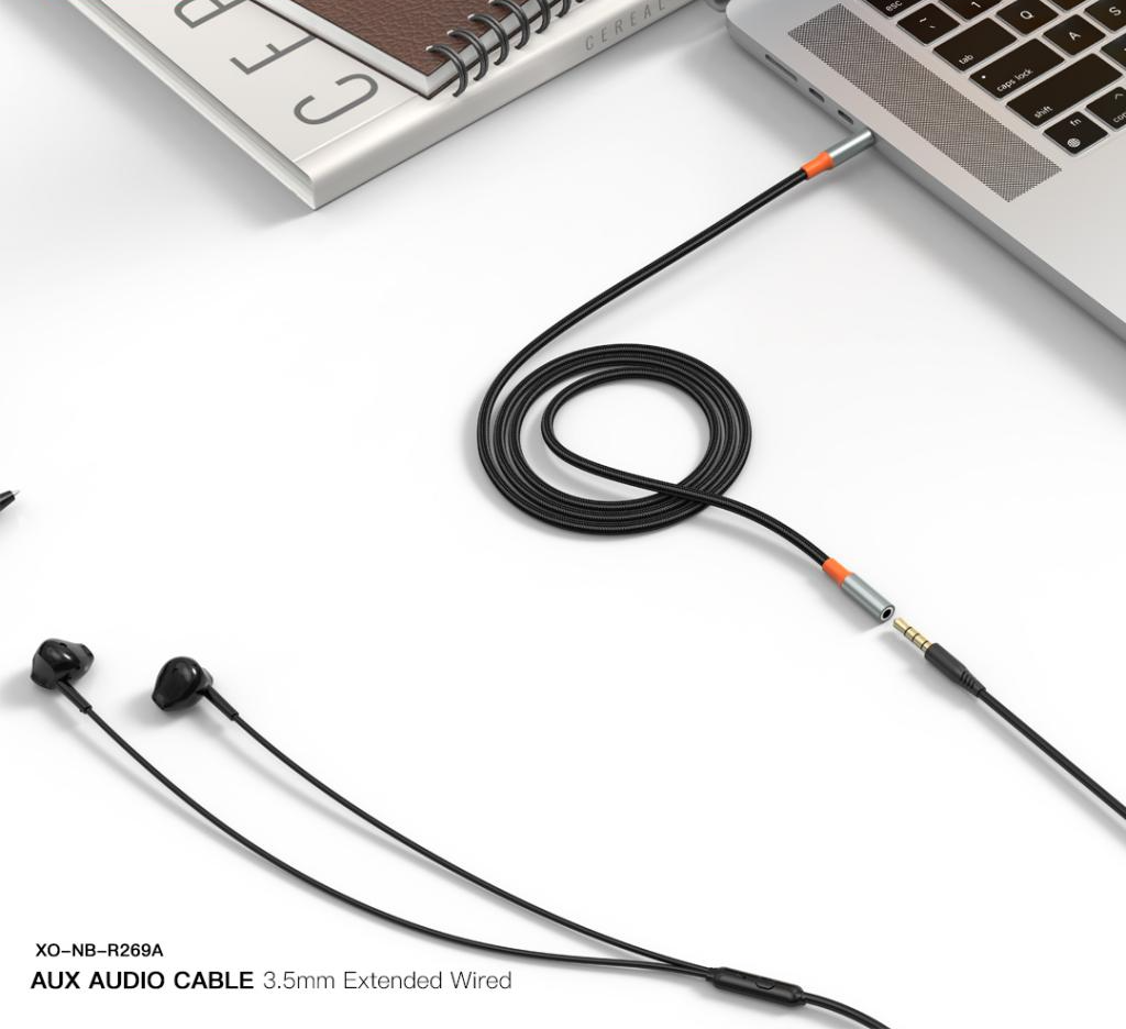 Audio kabel 3.5mm - 3.5mm XO Design NB-R269A, 1m, Sort