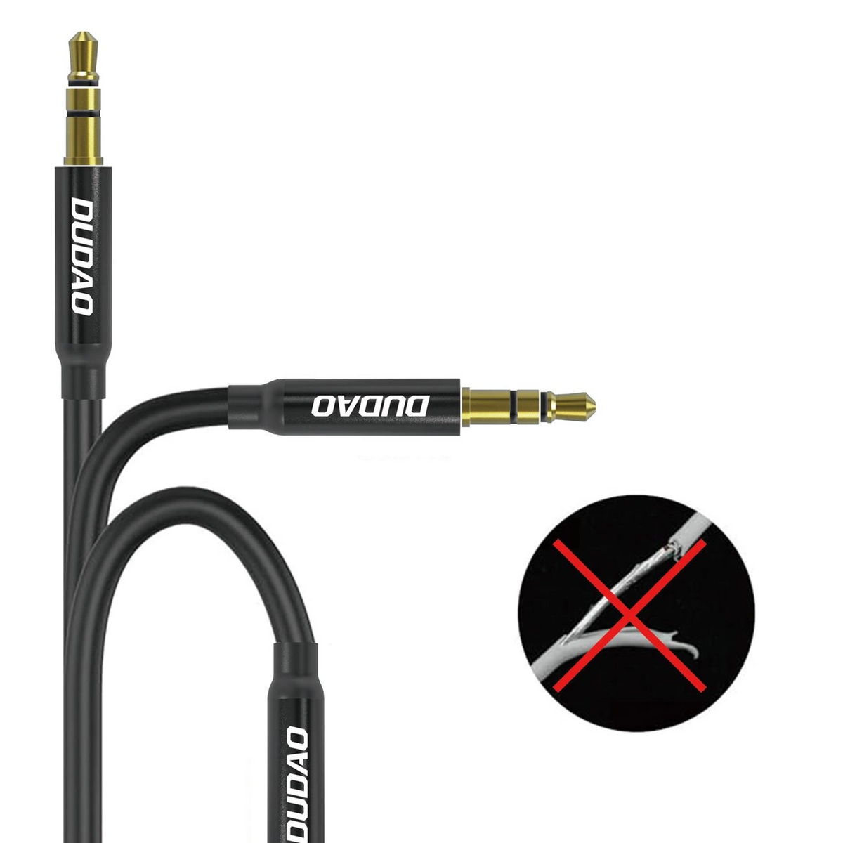 3,5 mm - 3,5 mm lydkabel Dudao L12s, 1 m, sort