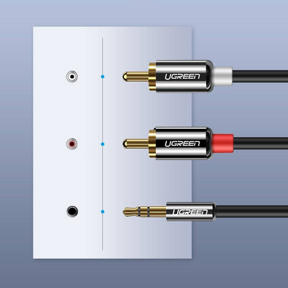 Audio Kabel 3.5mm - 2 x RCA UGREEN AV116, 2m, Sort