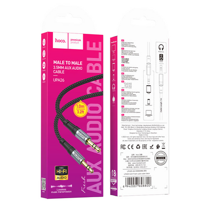 Audio kabel 3.5mm - 3.5mm HOCO UPA26, 1m, Sort