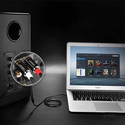 Audio kabel 3.5mm - 2 x RCA UGREEN AV116, 1m, Sort