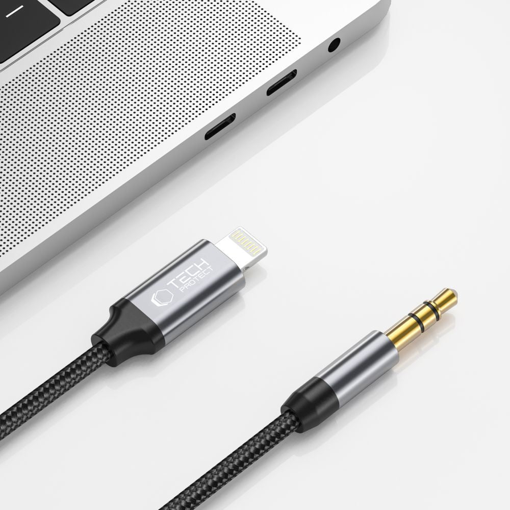 Audio kabel Lightning - 3.5mm Tech-Protect Ultraboost, 1m, Sort
