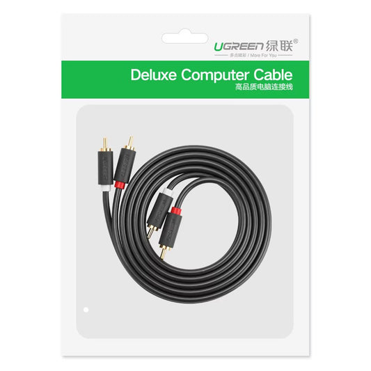 UGREEN AV104 Audio Kabel, 2 x RCA - 2 x RCA, 3m, Sort