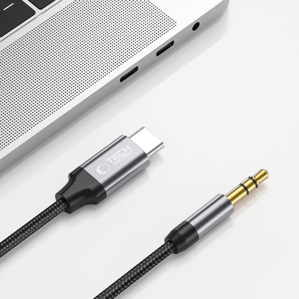 Audio Kabel USB-C - 3.5mm Tech-Protect Ultraboost, 1m, Sort