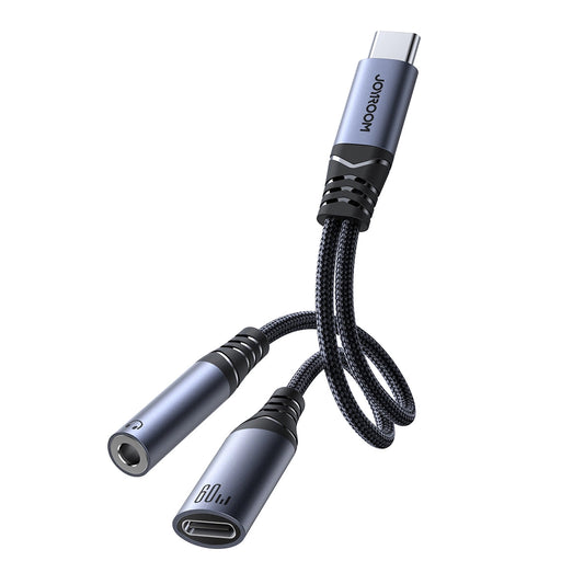 Audio kabel USB-C - 3,5 mm / USB-C Joyroom SY-C02, 0,14 m, Sort