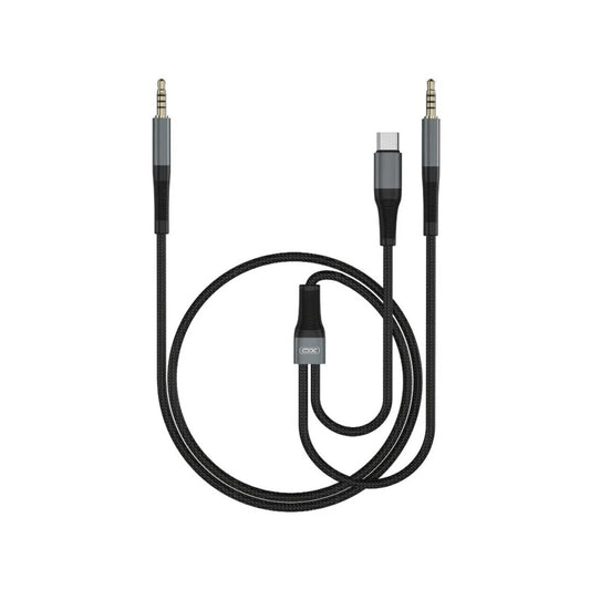 Audio kabel USB-C / 3.5mm - 3.5mm XO Design NB178B, 1m, Sort