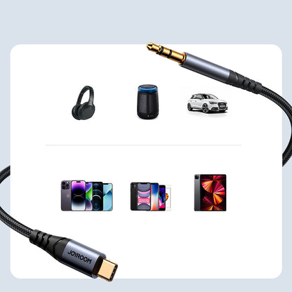 Audio Kabel USB-C - 3.5mm Joyroom SY-A07, 1.2m, Sort