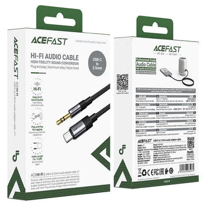 Audio kabel USB-C - 3,5 mm Acefast J11, 1 m, Sort