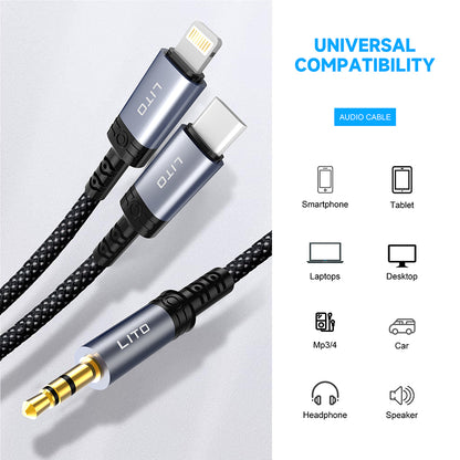 Audio Kabel USB-C - 3.5mm Lito LA01T, 1m, Sort