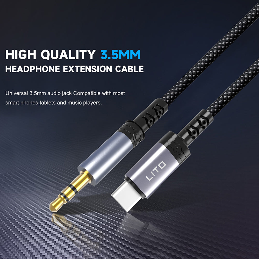 Audio Kabel USB-C - 3.5mm Lito LA01T, 1m, Sort