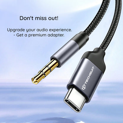Audio kabel USB-C - 3.5mm Techsuit AC11 FuseXound, 0.5m, Grå