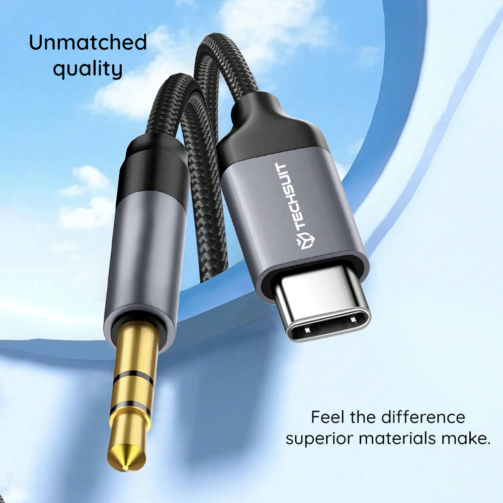 Audio kabel USB-C - 3.5mm Techsuit AC11 FuseXound, 0.5m, Grå