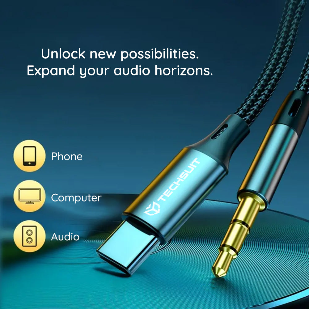 Audio kabel USB-C - 3.5mm Techsuit AC11 FuseXound, 0.5m, Grå