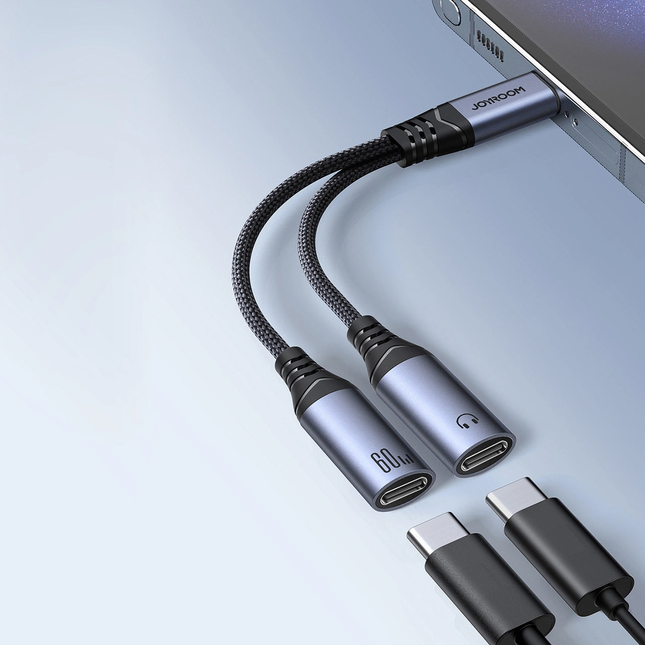 USB-C lydkabel - 2 x USB-C Joyroom SY-C03, 0,14 m, Sort