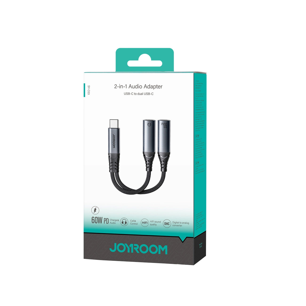 USB-C lydkabel - 2 x USB-C Joyroom SY-C03, 0,14 m, Sort