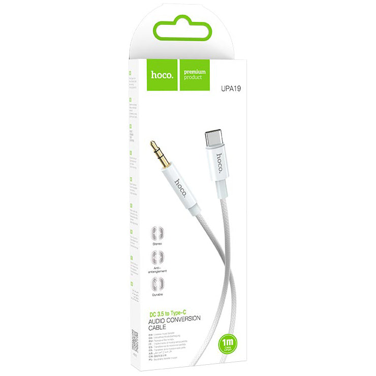 Audio kabel USB-C - 3.5mm HOCO UPA19, 1m, Sølv