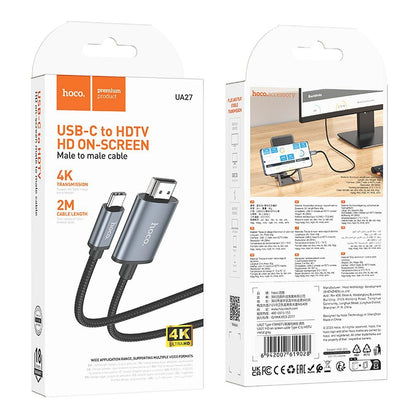 Audio- og videokabel USB-C - HDMI HOCO UA27, 2m, Grå