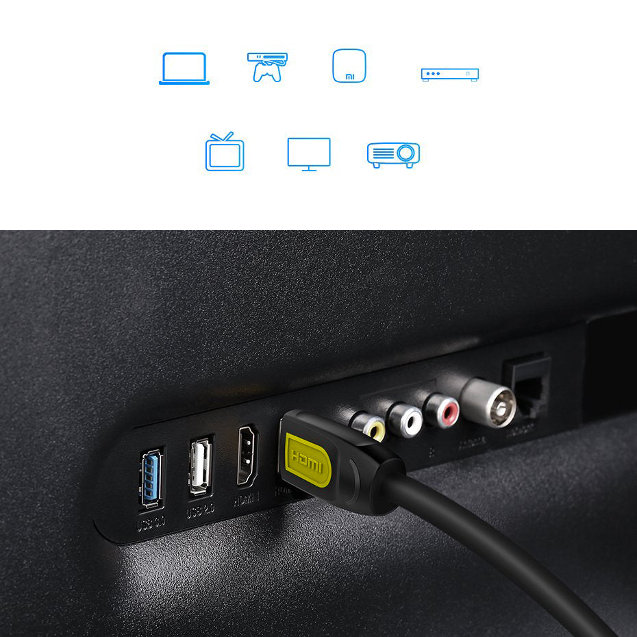 Video Kabel UGREEN HD101, HDMI - HDMI, 4K, 1m, Sort