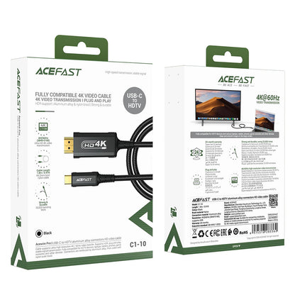 Audio- og videokabel USB-C - HDMI Acefast C1-10, 1,8 m, Sort