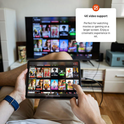 Audio- og videokabel USB-C - HDMI Fixed, 2m, Grå