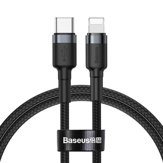 Data- og opladningskabel USB-C - Lightning Baseus Cafule, 18W, 1m, grå CATLKLF-G1 CATLKLF-G1