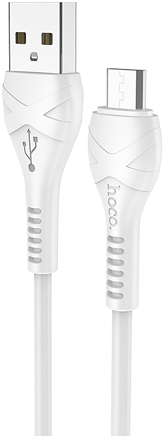 Data- og opladningskabel USB-A - microUSB HOCO X37, 18W, 1m, Hvid