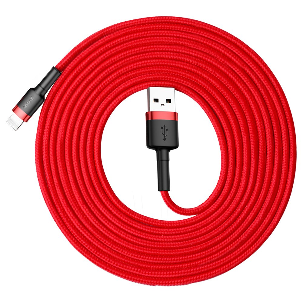Data- og opladningskabel USB-A - Lightning Baseus Cafule, 18W, 3m, Rød CALKLF-R09
