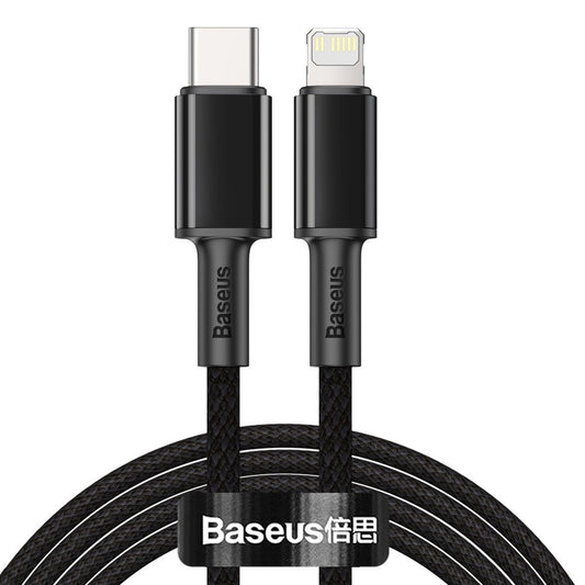 USB-C til Lightning data- og opladningskabel Baseus High Density flettet, 20W, 2m, sort CATLGD-A01