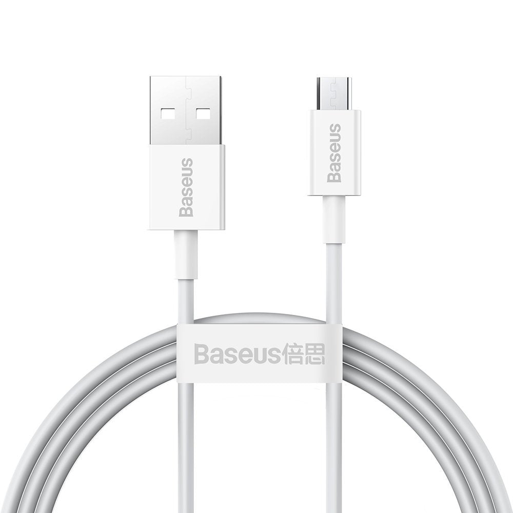 Data- og opladningskabel USB-A - microUSB Baseus Superior Series, 18W, 2m, Hvid CAMYS-A02