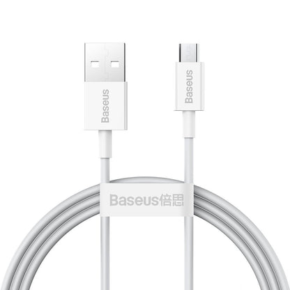 Data- og opladningskabel USB-A - microUSB Baseus Superior Series, 18W, 2m, Hvid CAMYS-A02
