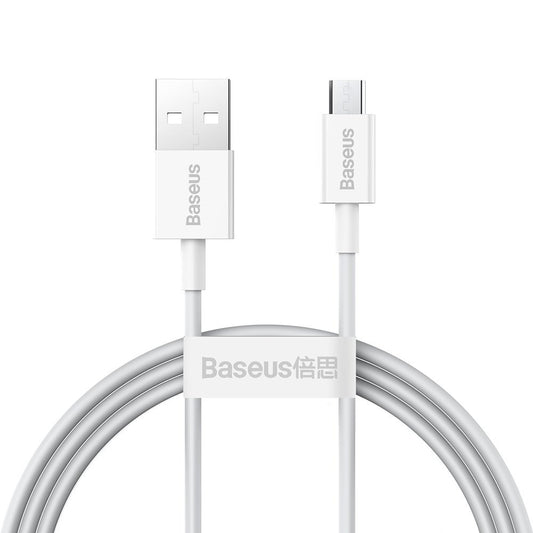Data- og opladningskabel USB-A - microUSB Baseus Superior Series, 18W, 2m, Hvid CAMYS-A02