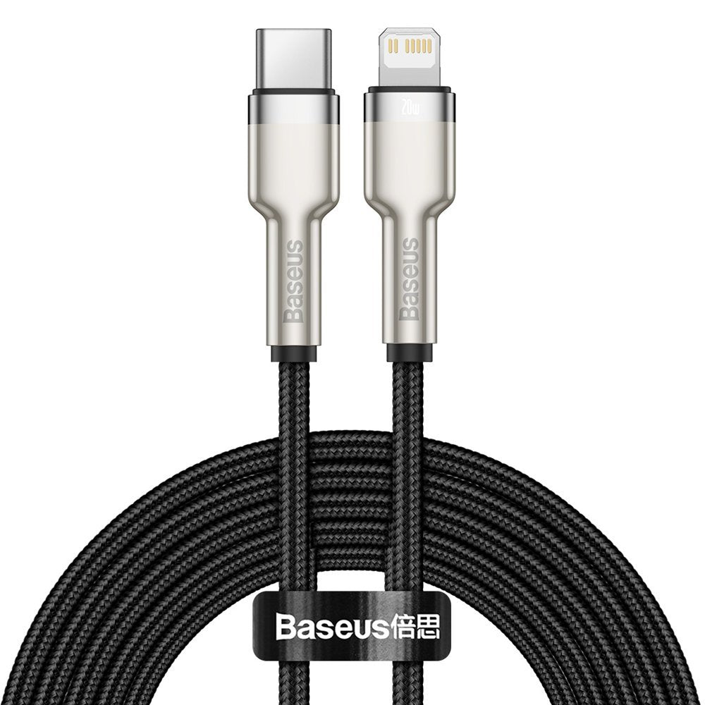 USB-C to Lightning Baseus Cafule Metal Series Cable, 20W, 2m, Black CATLJK-B01