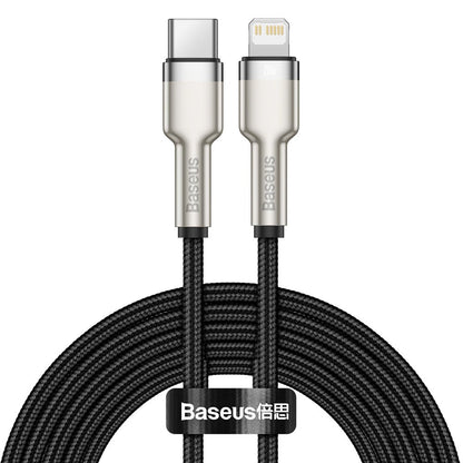 USB-C to Lightning Baseus Cafule Metal Series Cable, 20W, 2m, Black CATLJK-B01