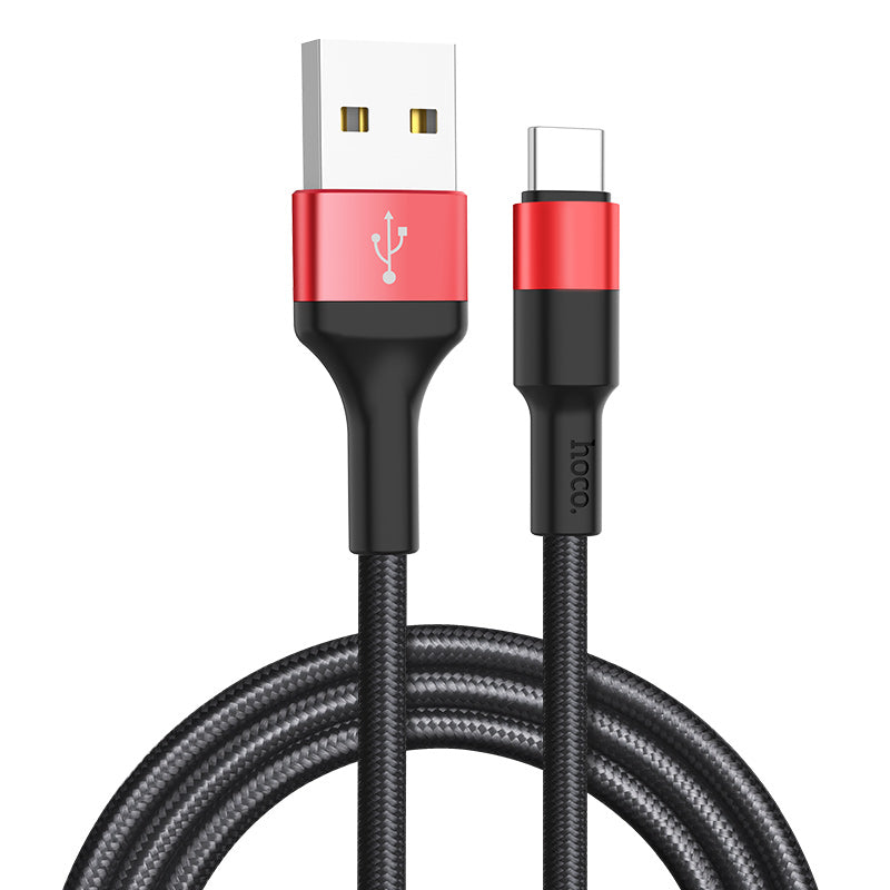Data- og opladningskabel USB-A - USB-C HOCO X26 Xpress, 18W, 1m, Sort Rød
