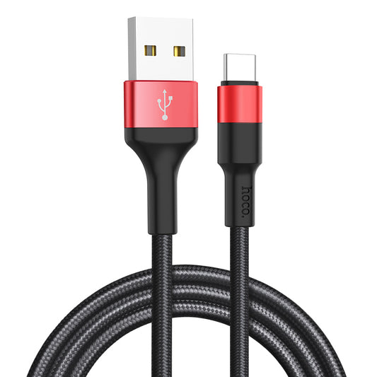 Data- og opladningskabel USB-A - USB-C HOCO X26 Xpress, 18W, 1m, Sort Rød