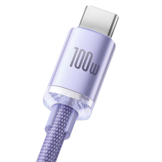 Data- og opladningskabel USB-A - USB-C Baseus Crystal Shine Series, 100W, 2m, Lilla CAJY000505