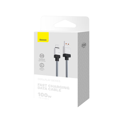 USB-A - USB-C Baseus CoolPlay data- og opladningskabel, 100W, 2m, Sort CAKW000701